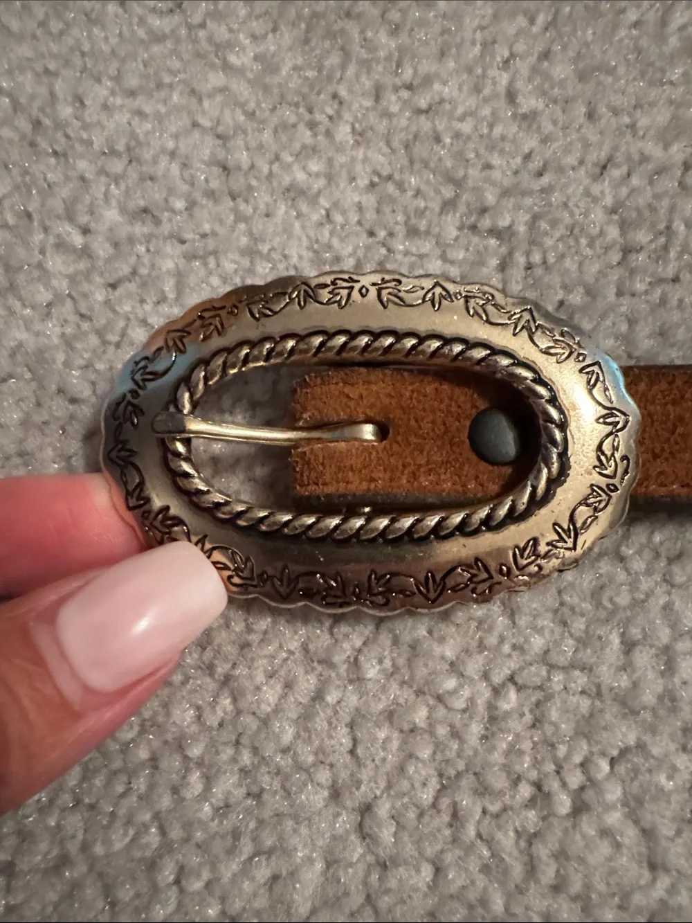 Vintage Brazos Joe Tan Suede Western Concho Belt with Gold Buckles